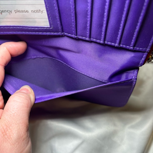 Red Hat Society Nylon Zip Around Wallet Metal Charm Zipper Pull 7 x 3.5 Inch - Picture 8 of 10